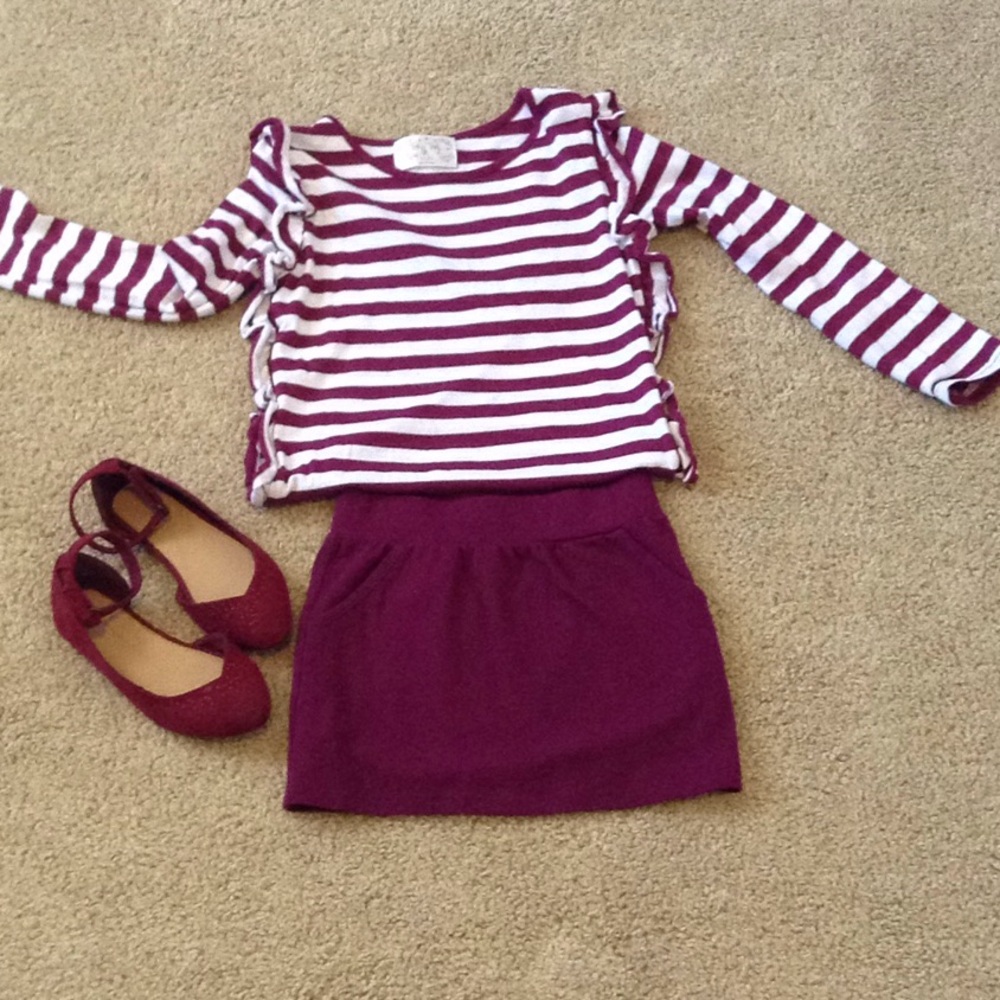 Toddler Girl Burgundy Flats 9c